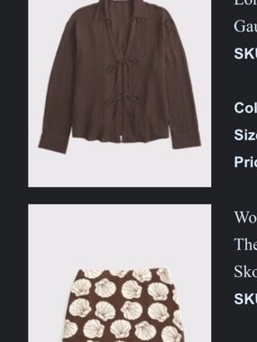Abercrombie matching skirt set- brand new with tags. Both size small.